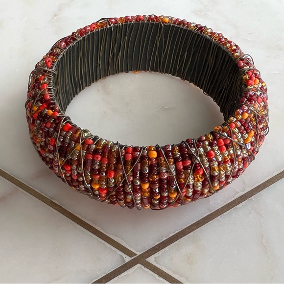 Vintage GORGEOUS Seed Bead CUFF Bangle BRACELET - Picture 8 of 11